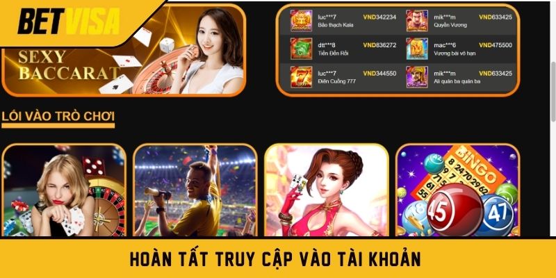 Hoàn tất truy cập vào tài khoản 